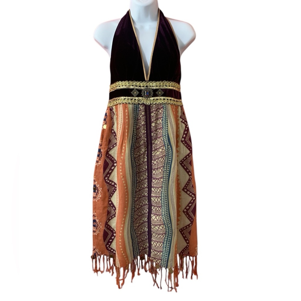 Bohemian Multicolor Halter Dress 10
